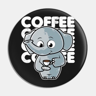 Cute Elephant Drinking Coffee Kawaii Neko Anime product Pin