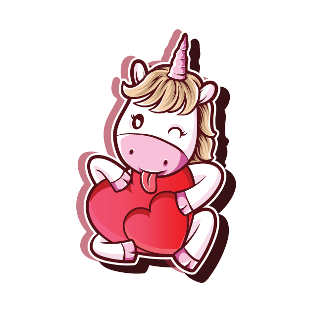 Cute Baby Hearty Unicorn by Printaha