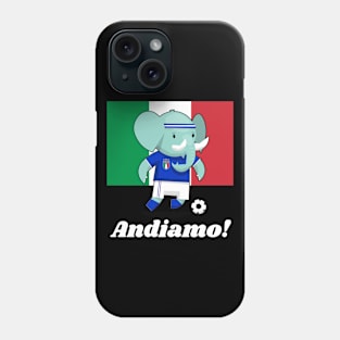 ⚽ Italy Football, Cute Elephant Kicks Ball, Andiamo! Team Spirit Phone Case