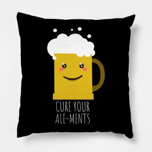 'Cure Ale-Ments' Hilarous Beer Pun Witty Gift Pillow