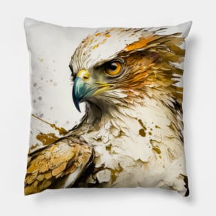 Falcon Bird Portrait Animal Painting Wildlife Outdoors Adventure Pillow