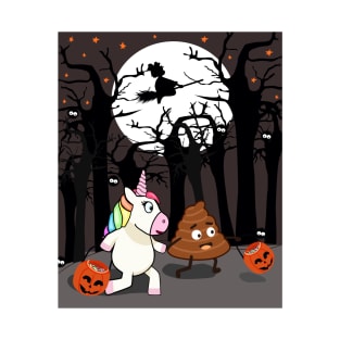 Halloween mit Unicorn und Shit Emoji T-Shirt