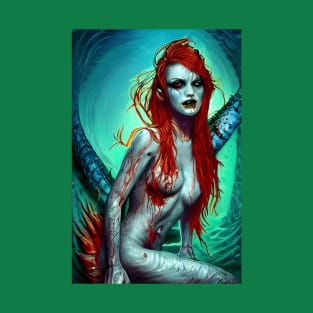 Bloody Redhead Zombie Mermaid Halloween T-Shirt