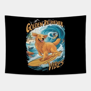 Golden Retriever Surfing Paradise Tapestry