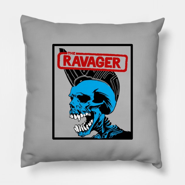 Blue Alien Guardian Skull Scifi Comic Book Superhero Punk Band Pillow by BoggsNicolas