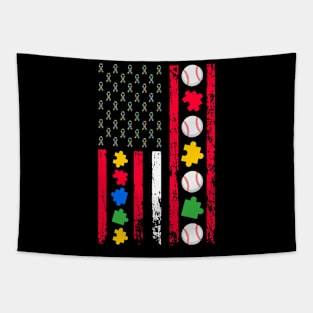 Autism Awareness Month American Sports Flag Baseball Tapestry