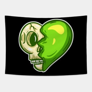 Cartoon Zombie Love Heart Valentines Day Halloween Illustration Tapestry