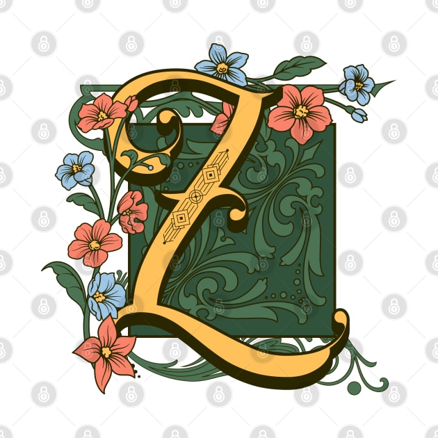 Art Nouveau Letter Z, Ornamental Letter Z, Art Deco by Promen Art