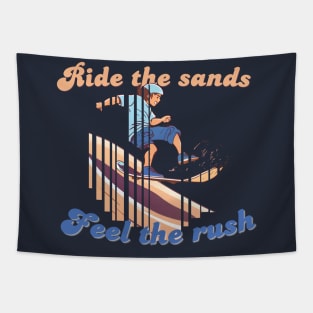 Sandboarding Adventure - Feel the Rush Illustration Tapestry