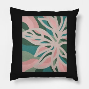 Abstract tropical leaves, Plant, Line art Pillow