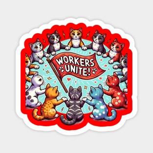 Workers Unite! - Circle of Cats design Magnet