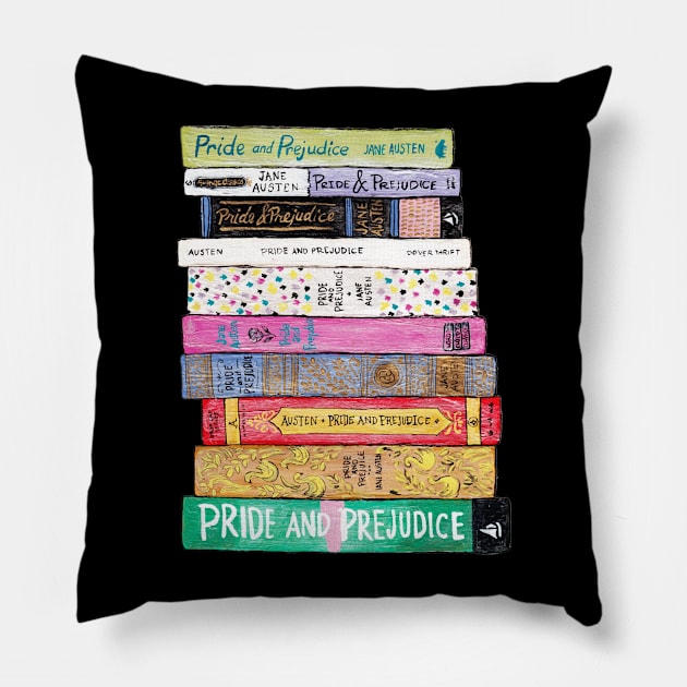 Jane Austen Books Pillow by DesiOsarii