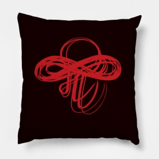 Marathi Text Spells Like English Pronoun ME  and the Meaning is I am. It is Combined with an Infinity Symbol to Express the thought that I am  Infinite, I am Universe. Colored in Neon Red Pillow