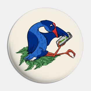 Pukeko using Mobile Phone Pin