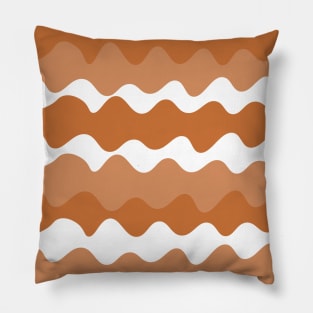 Brown and white horizontal waves pattern Pillow