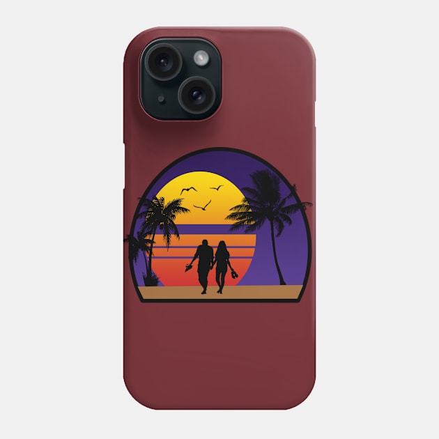 love walk under palm trees at the beach Phone Case by Level up