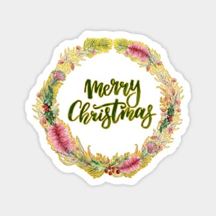 Merry Christmas - An Australian Native Floral Wreath Magnet