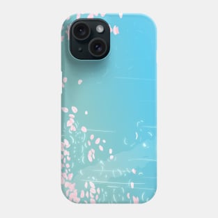 Cherry Blossoms Petals On River Phone Case