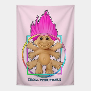 Troll vitruvanus the Vitruvianman parody troll (pink background) Tapestry