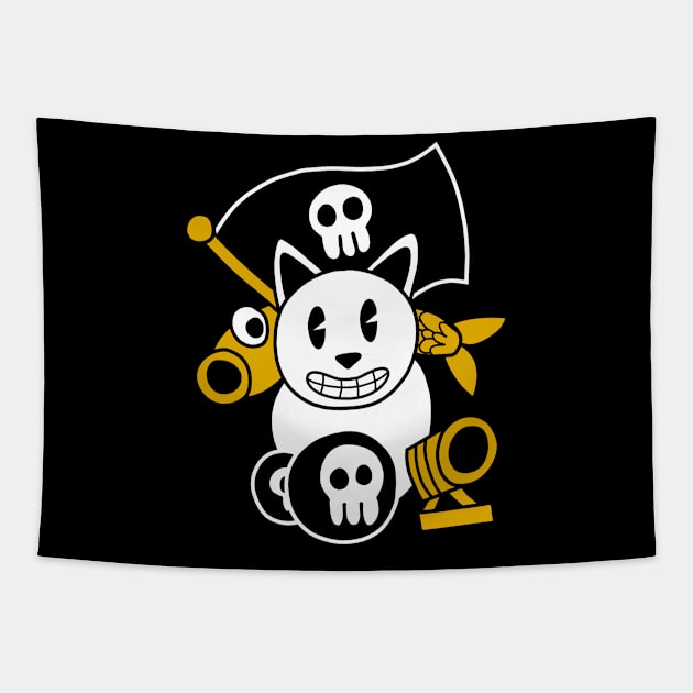 Pirate Cat's Cannon Tapestry by pako-valor