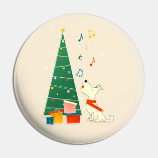 Festive white dog Pin