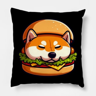 Shiba Inu is Sleeping in a Hamburger Pillow