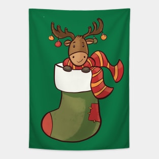 Christmas Stocking X-Mas Pajama Who Loves Reindeer In Socks Tapestry