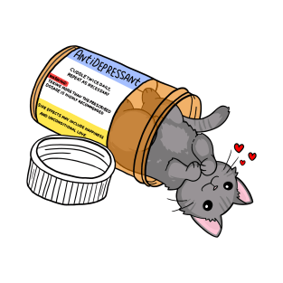 Grey kitty antidepressant love medicine T-Shirt