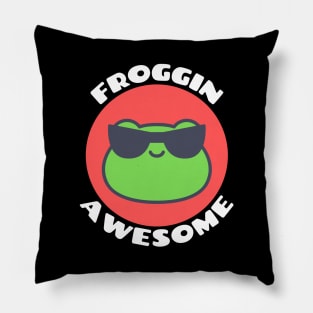 Froggin Awesome | Cute Frog Pun Pillow