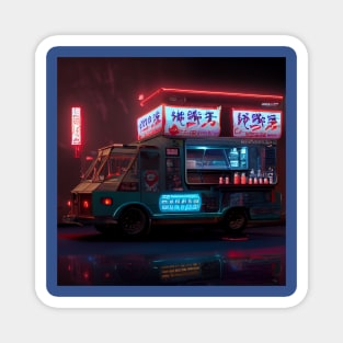 Cyberpunk Tokyo Ramen Food Truck Magnet