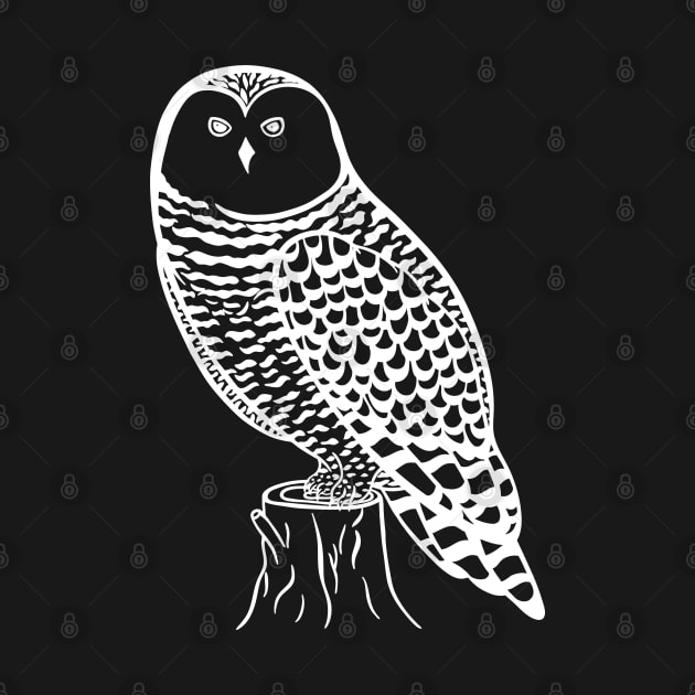 Snowy Owl - hand drawn nocturnal bird design by Green Paladin