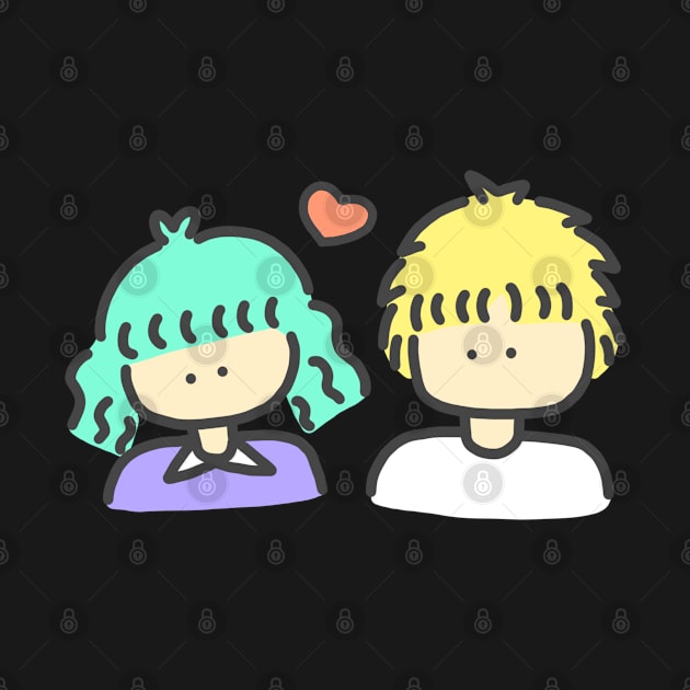 Retro Pop Cute Kawaii Couple Japanese Boy & Girl Anime 70s 80s 90s Art by Marinaaa010