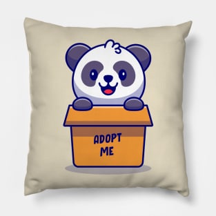 Cute Panda Playing In Box Cartoon Pillow