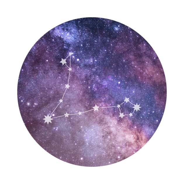 Pisces Sign in the Dark Pink Starry Night Sky by BloomingDiaries