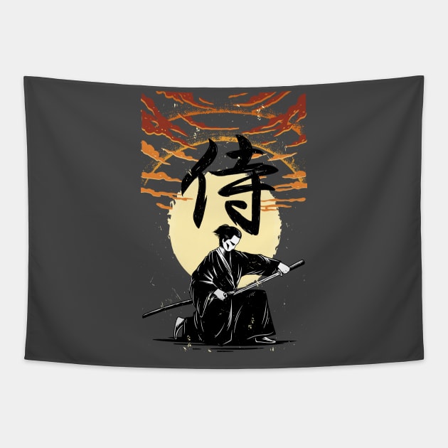 SAMURAI KANJI Sunset, Sword, Vintage, Japan Tapestry by GlossyArtTees