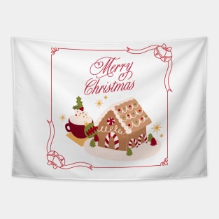 Merry Christmas Gingerbread House Tapestry