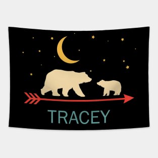 Tracey Name Gift Personalized Mama Bear With 1 Cub Tapestry