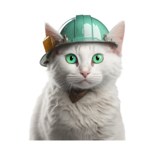 Cute Cat with Green Hard Hat catswithhardhats T-Shirt