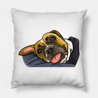 Adorable Boxer with Tongue Pillow