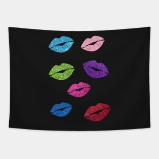 Bold Colors Faux Glitter Lips Pack Tapestry