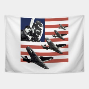 American Fighter Plane Flag Tapestry