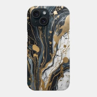 Tonal black, white and gold paint marble design pattern Phone Case