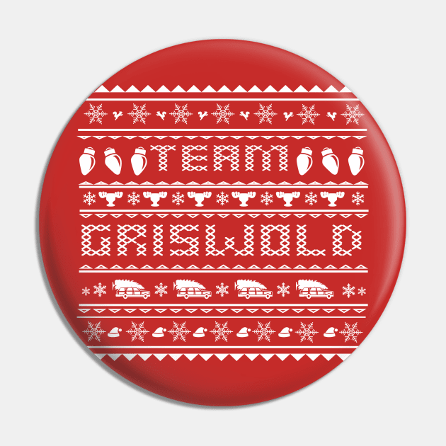 Team Griswold Christmas Sweater Design in White Pin by LostOnTheTrailSupplyCo