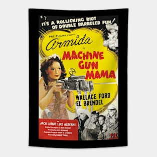 Vintage Drive-In Movie Poster - Machine Gun Mama Tapestry