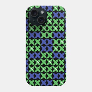 Pattern checked blue green Phone Case