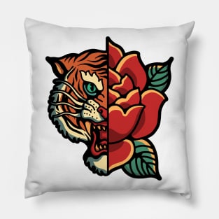 tiger rose tattoo Pillow