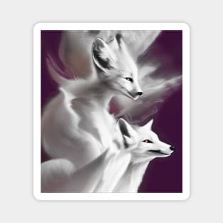 White Winter Foxes Magnet