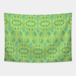 Blue and Green Floral Pattern Tapestry