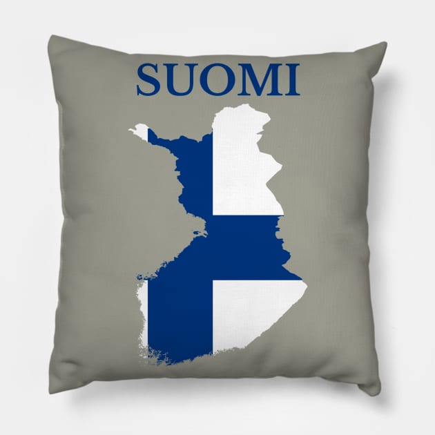 Finland, Suomi Map Flag Pillow by maro_00