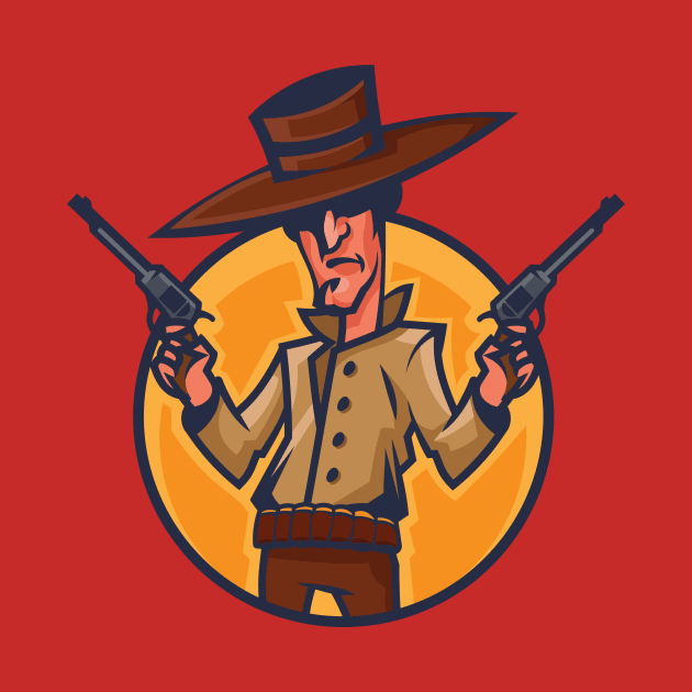 Cowboy holding revolvers by KurArt